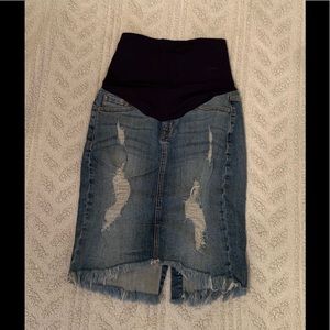 Pink blush maternity denim skirt